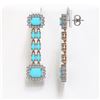 Image 2 : 9.54 ctw Turquoise & Diamond Earrings 14K Rose Gold - REF-188M9G