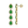 Image 2 : 6.20 ctw Jade & Diamond Micro Pave Halo Earrings 10k Yellow Gold - REF-158A2N