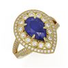Image 1 : 5.12 ctw Certified Sapphire & Diamond Victorian Ring 14K Yellow Gold - REF-161A8N