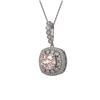 Image 1 : 5.83 ctw Morganite & Diamond Victorian Necklace 14K White Gold - REF-209G3W