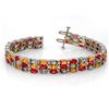 Image 1 : 32.26 ctw Multi-Sapphire & Diamond Bracelet 14k White Gold - REF-509X3A