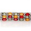 Image 2 : 32.26 ctw Multi-Sapphire & Diamond Bracelet 14k White Gold - REF-509X3A