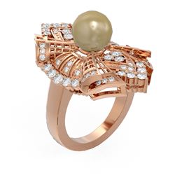 2 ctw Diamond & Pearl Ring 18K Rose Gold - REF-253G3W