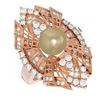 Image 3 : 2 ctw Diamond & Pearl Ring 18K Rose Gold - REF-253G3W