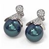 Image 3 : 1.56 ctw Diamond & Pearl Earrings 18K White Gold - REF-165H3R