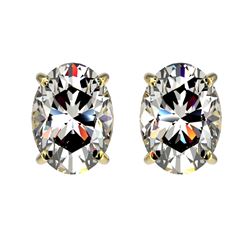 2 ctw Certified VS/SI Quality Oval Diamond Stud Earrings 10k Yellow Gold - REF-478X6A