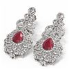 Image 3 : 13.62 ctw Ruby & Diamond Earrings 18K White Gold - REF-690K9Y