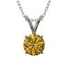 Image 1 : 0.53 ctw Certified Intense Yellow Diamond Necklace 10k White Gold - REF-57Y8X