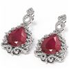 Image 3 : 23.25 ctw Ruby & Diamond Earrings 18K White Gold - REF-618R2K
