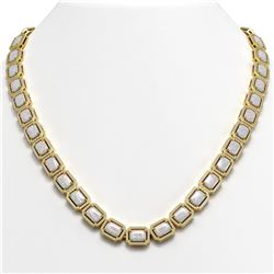 37.69 ctw Opal & Diamond Micro Pave Halo Necklace 10k Yellow Gold - REF-748N4F