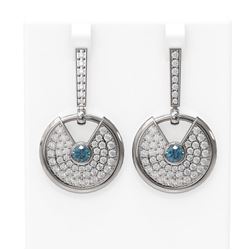 5.84 ctw Intense Blue Diamond Earrings 18K White Gold - REF-459R5K