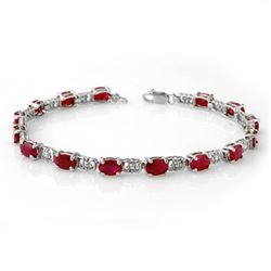 8.40 ctw Ruby Bracelet 18k White Gold - REF-94X5A