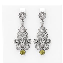 4.51 ctw Fancy Yellow Diamond Earrings 18K White Gold - REF-512R2K