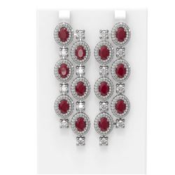 21.48 ctw Ruby & Diamond Earrings 18K White Gold - REF-889F3M