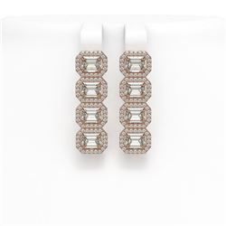 5.92 ctw Emerald Cut Diamond Micro Pave Earrings 18K Rose Gold - REF-944R8K