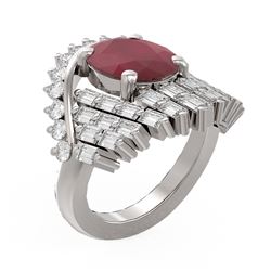 10.48 ctw Ruby & Diamond Ring 18K White Gold - REF-525Y5X
