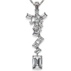2.2 ctw Emerald Cut Diamond Designer Necklace 18K White Gold - REF-509N9F