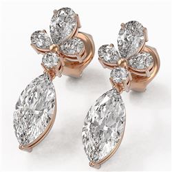 2.75 ctw Marquise Cut Diamond Designer Earrings 18K Rose Gold - REF-340K3Y