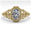 Image 1 : 1.0 ctw VS/SI Oval Diamond Engagment Ring Art Deco 18k Yellow Gold - REF-299H4R