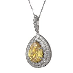 16.96 ctw Canary Citrine & Diamond Victorian Necklace 14K White Gold - REF-230A4N