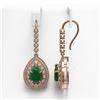 Image 2 : 10.15 ctw Certified Emerald & Diamond Victorian Earrings 14K Rose Gold - REF-327M3G