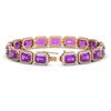 Image 2 : 22.81 ctw Amethyst & Diamond Micro Pave Halo Bracelet 10k Rose Gold - REF-345M5G