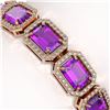 Image 3 : 22.81 ctw Amethyst & Diamond Micro Pave Halo Bracelet 10k Rose Gold - REF-345M5G