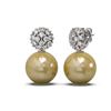 Image 2 : 0.63 ctw Diamond & Pearl Earrings 18K White Gold - REF-71W6H