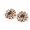 Image 3 : 7.07 ctw Emerald & Diamond Earrings 18K Rose Gold - REF-350K8Y