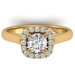 1.01 ctw Certified VS/SI Diamond Solitaire Halo Ring 14k Yellow Gold - REF-182X9A