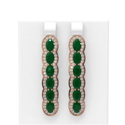 9.85 ctw Emerald & Diamond Earrings 18K Rose Gold - REF-236G9W