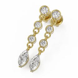 2.5 ctw Marquise Cut Diamond Earrings 18K Yellow Gold - REF-321F8M