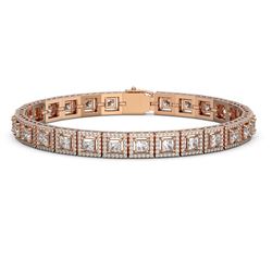 12.69 ctw Princess Cut Diamond Micro Pave Bracelet 18K Rose Gold - REF-1052R8K