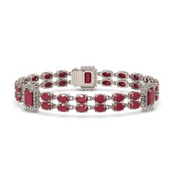 19.49 ctw Ruby & Diamond Bracelet 14K White Gold - REF-269A3N