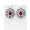 Image 1 : 9.28 ctw Ruby & Diamond Earrings 18K White Gold - REF-302Y9X