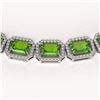 Image 3 : 57.3 ctw Peridot & Diamond Micro Pave Halo Necklace 10k White Gold - REF-819W6H