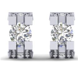 2.25 ctw VS/SI Diamond Art Deco Stud Micro Pave Earrings 14k White Gold - REF-233N5F