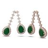 Image 2 : 15.49 ctw Emerald & Diamond Earrings 18K Rose Gold - REF-521A8N