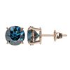 Image 2 : 2.11 ctw Certified Intense Blue Diamond Stud Earrings 10k Rose Gold - REF-181N6F