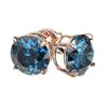 Image 3 : 2.11 ctw Certified Intense Blue Diamond Stud Earrings 10k Rose Gold - REF-181N6F