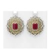 Image 1 : 18.43 ctw Ruby & Diamond Earrings 18K Yellow Gold - REF-890X9A