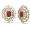 Image 2 : 18.43 ctw Ruby & Diamond Earrings 18K Yellow Gold - REF-890X9A