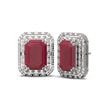 Image 2 : 13.25 ctw Ruby & Diamond Earrings 18K White Gold - REF-418K2Y