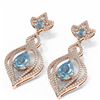 Image 3 : 6.73 ctw Blue Topaz & Diamond Earrings 18K Rose Gold - REF-262M2G