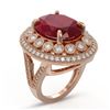 Image 2 : 13.85 ctw Certified Ruby & Diamond Victorian Ring 14K Rose Gold - REF-286F2M