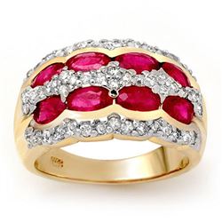 2.50 ctw Ruby & Diamond Ring 14k Yellow Gold - REF-105R5K