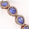 Image 3 : 19.14 ctw Tanzanite & Diamond Micro Pave Halo Bracelet 10k Rose Gold - REF-396H5R