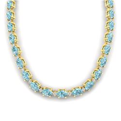 61.85 ctw Sky Blue Topaz & VS/SI Certified Diamond Necklace 10k Yellow Gold - REF-300A2N