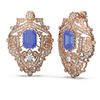 Image 2 : 12.57 ctw Tanzanite & Diamond Earrings 18K Rose Gold - REF-703M6G