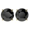 Image 1 : 4.19 ctw Fancy Black Diamond Solitaire Stud Earrings 10k Yellow Gold - REF-68A8N